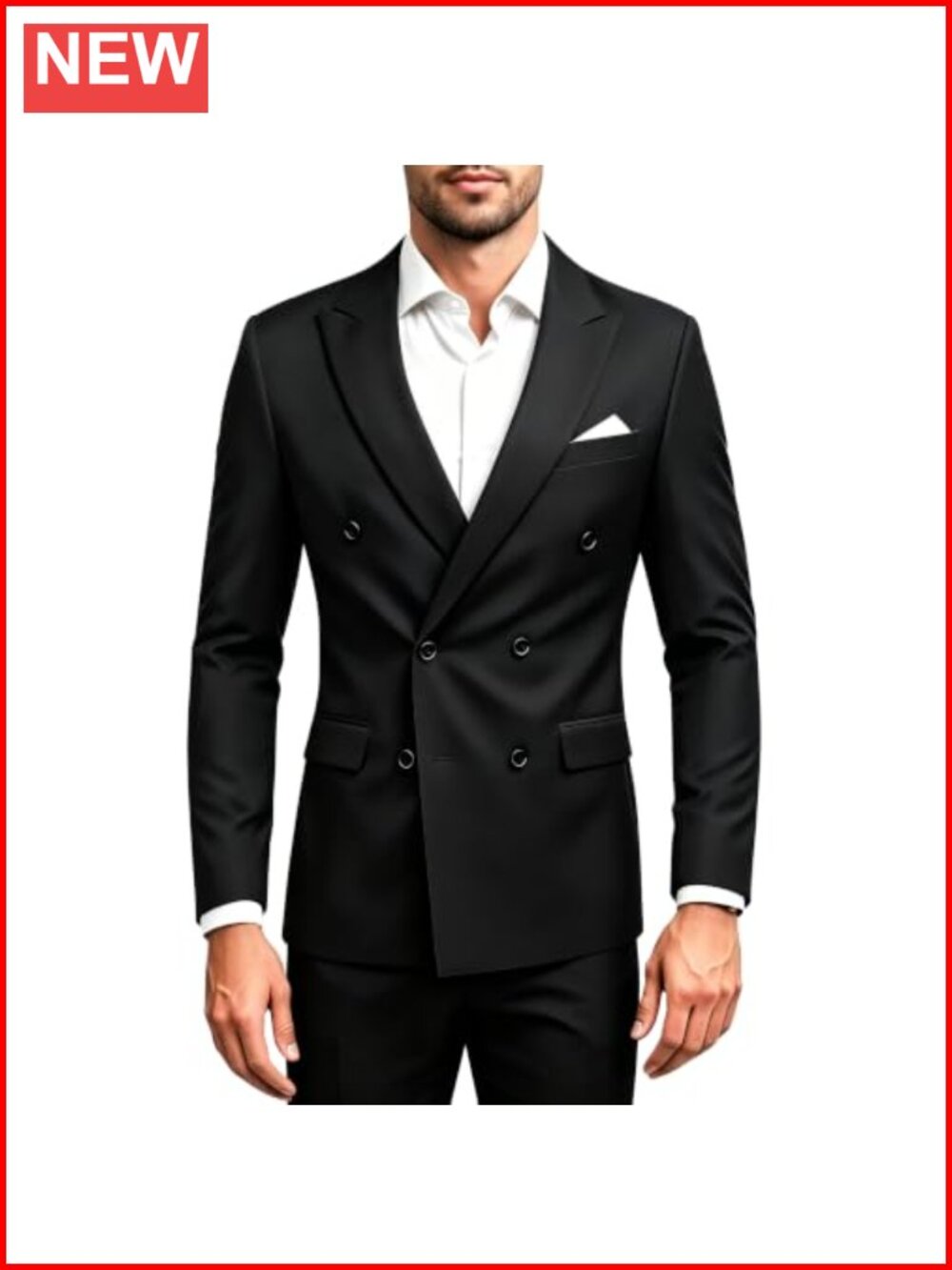 Men's Double Breasted Slim Fit 2 Piece Suit Set Jacket & Pants Formal